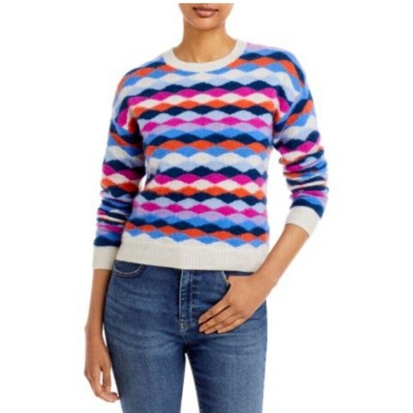 AQUA Cashmere Multi Scallop Cashmere Sweater - 100% Exclusive Size XS  $$ 198.00 - Picture 1 of 7